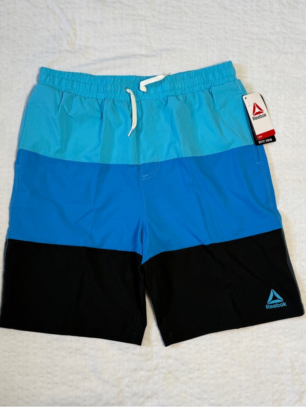 Reebok Boys Tri-Block Swim Shorts Trunks Build-in Brief Size 18 UPF50 NWT